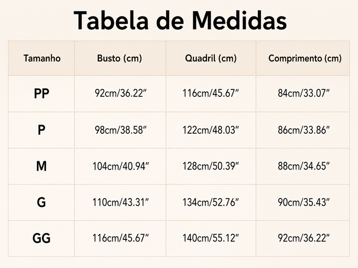 Guia de Tamanhos