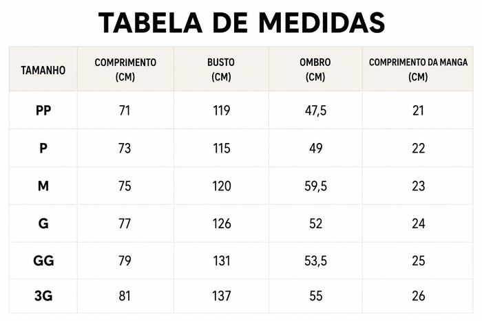Guia de Tamanhos