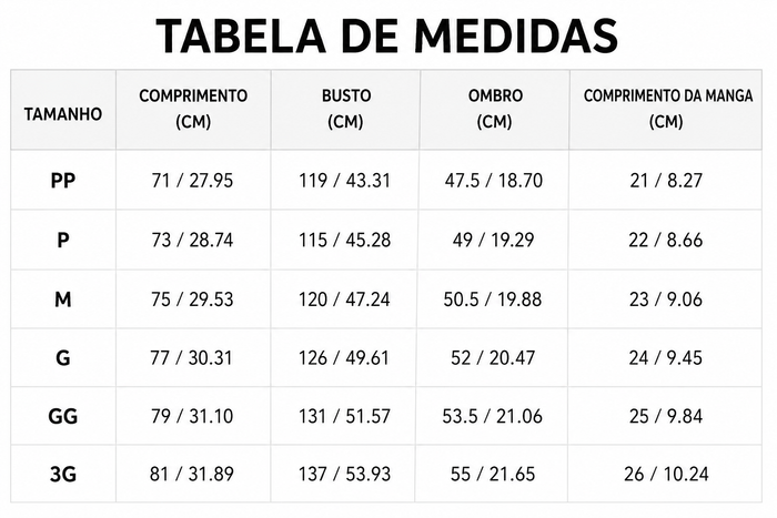 Guia de Tamanhos