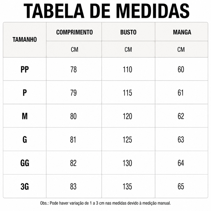 Guia de Tamanhos