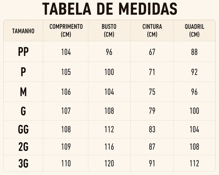 Guia de Tamanhos