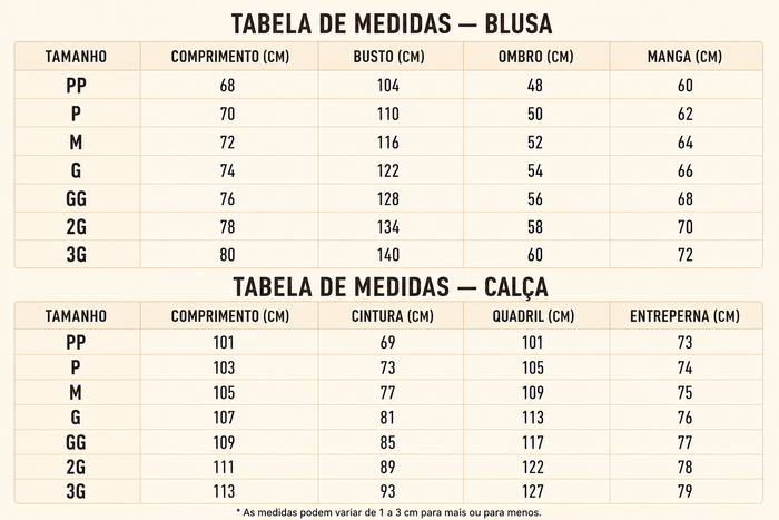 Guia de Tamanhos