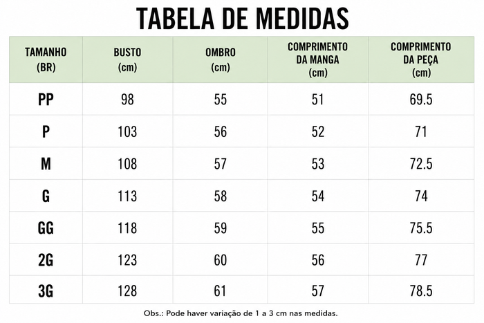 Guia de Tamanhos