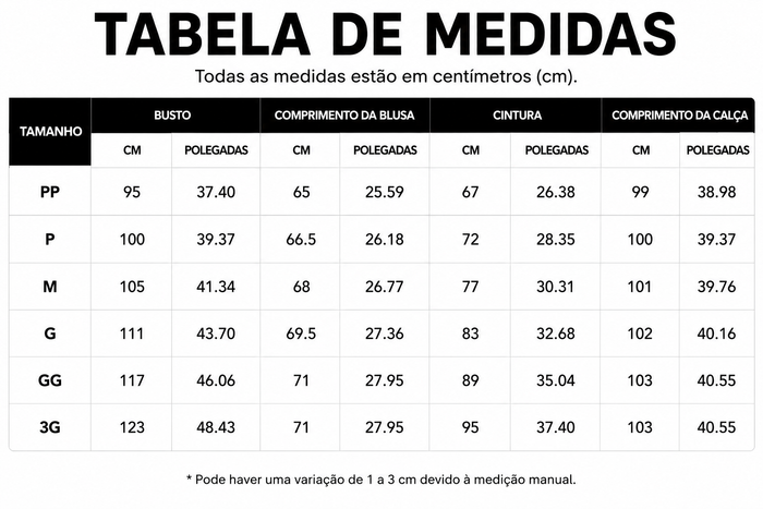 Guia de Tamanhos