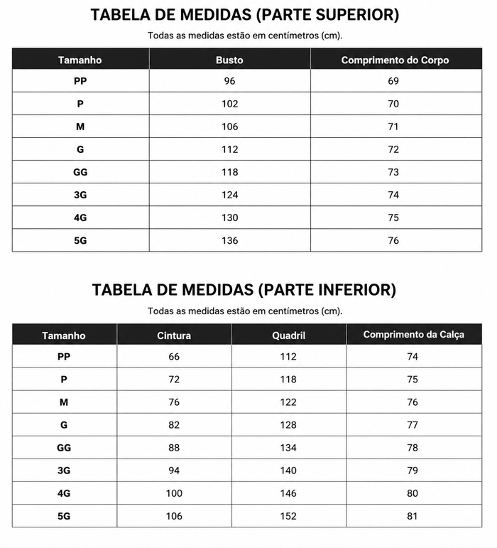 Guia de Tamanhos