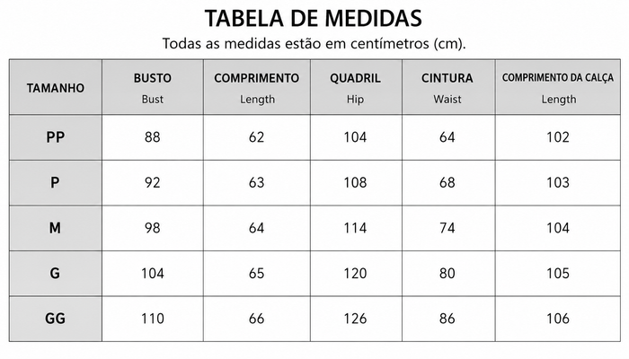 Guia de Tamanhos