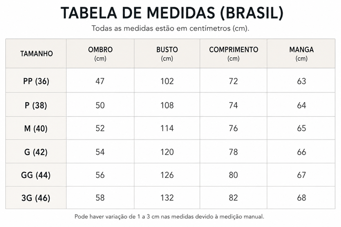 Guia de Tamanhos