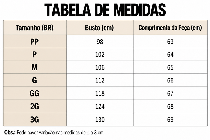 Guia de Tamanhos