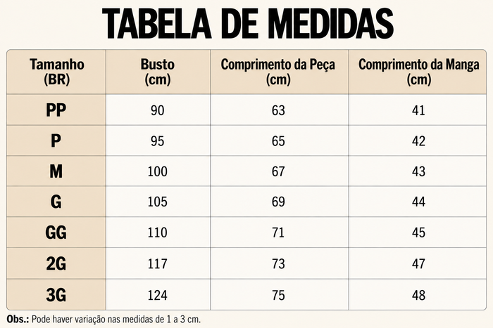 Guia de Tamanhos