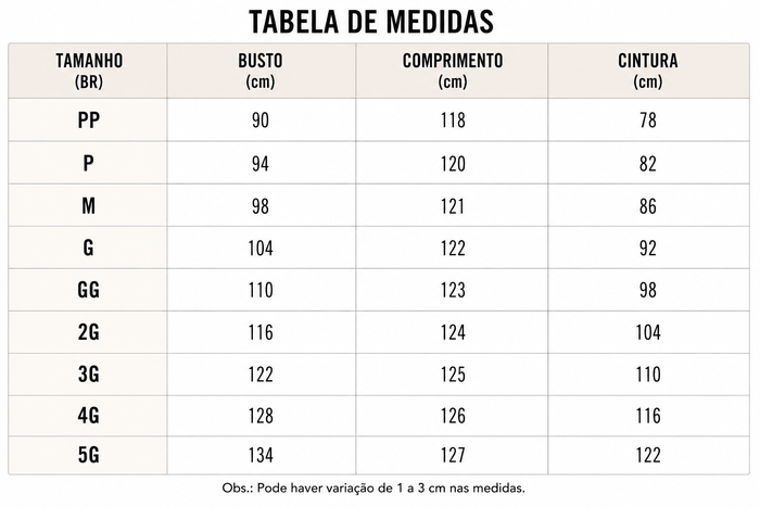 Guia de Tamanhos