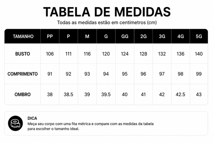 Guia de Tamanhos