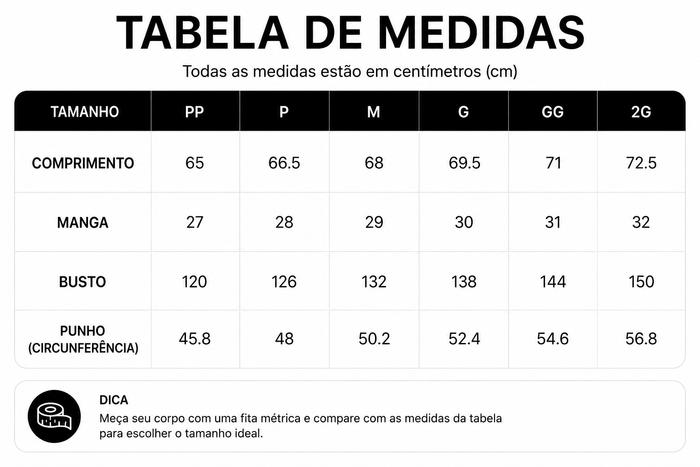 Guia de Tamanhos