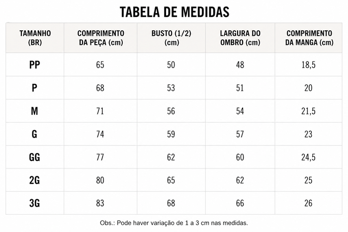 Guia de Tamanhos
