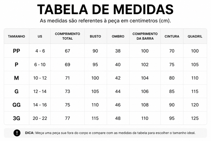 Guia de Tamanhos