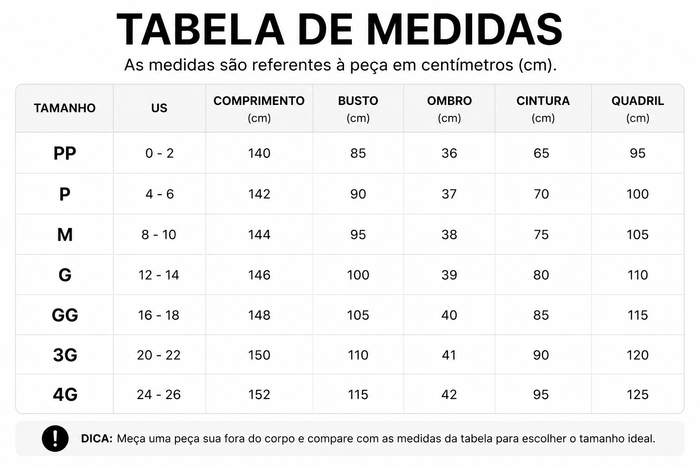 Guia de Tamanhos