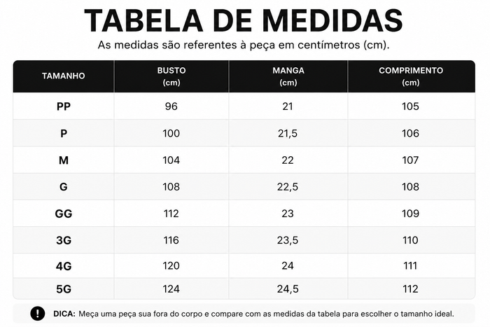 Guia de Tamanhos