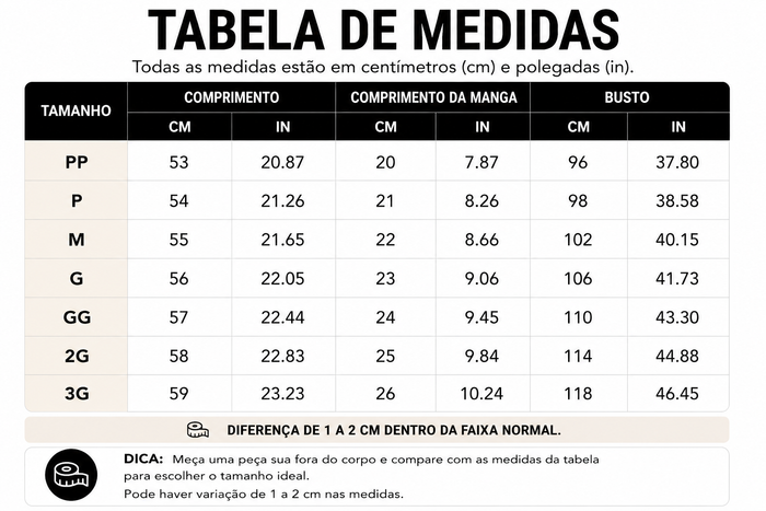 Guia de Tamanhos