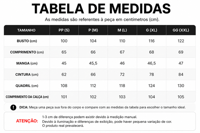 Guia de Tamanhos