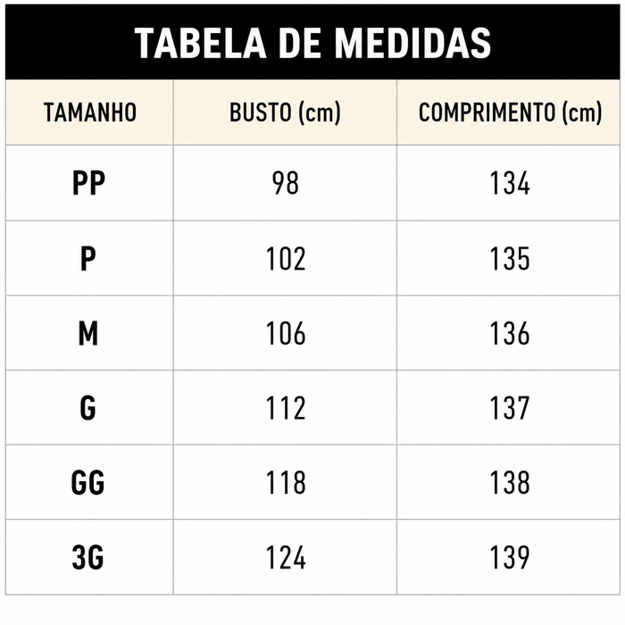 Guia de Tamanhos