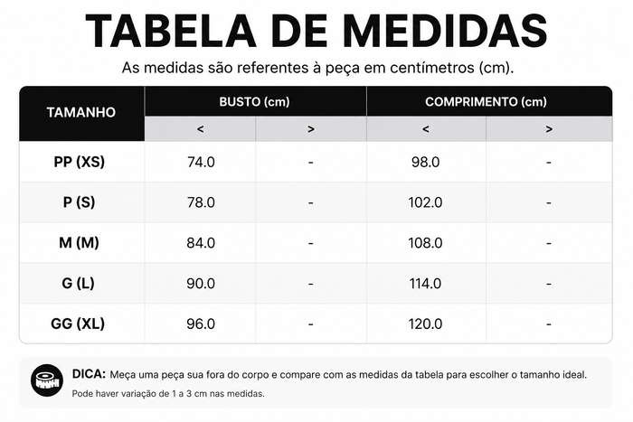 Guia de Tamanhos