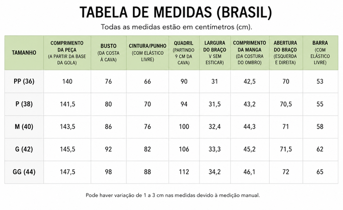 Guia de Tamanhos