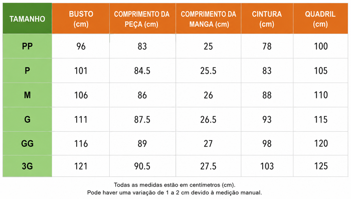 Guia de Tamanhos