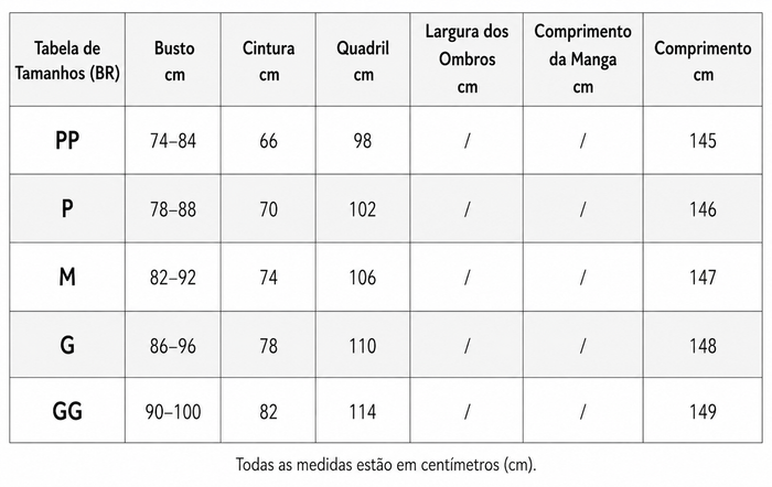 Guia de Tamanhos