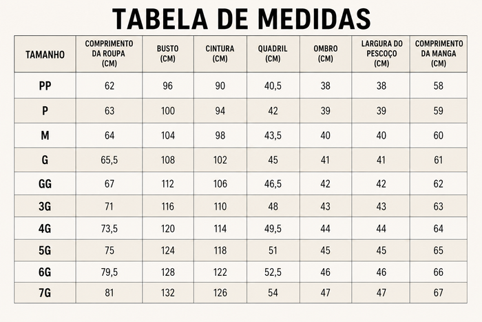 Guia de Tamanhos