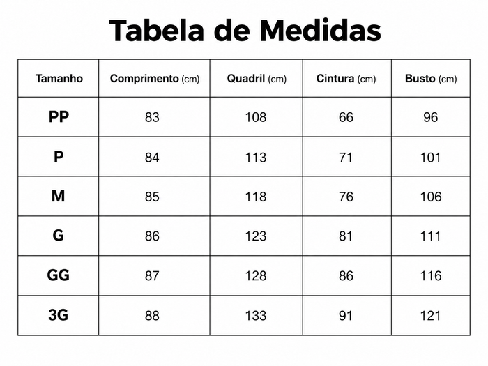 Guia de Tamanhos