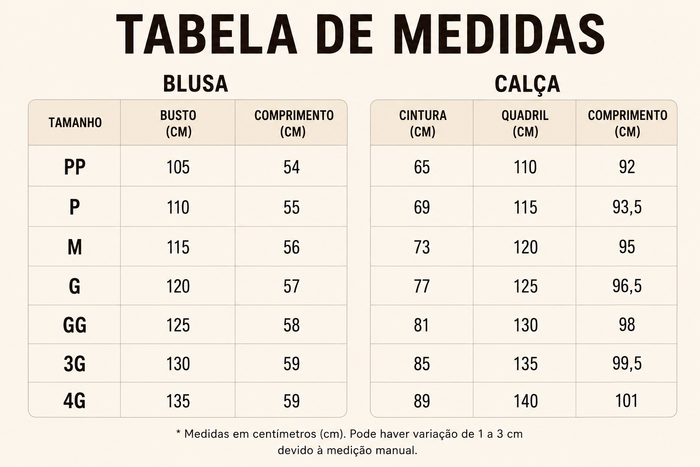 Guia de Tamanhos