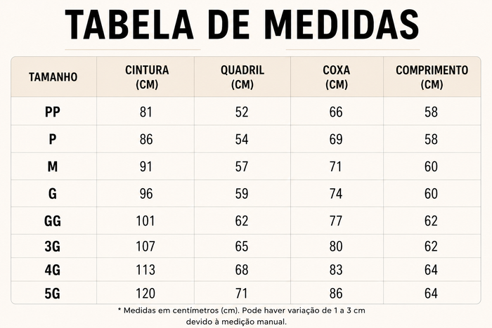Guia de Tamanhos