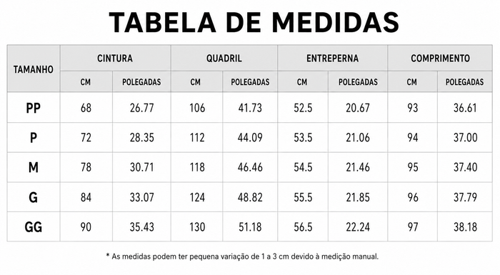 Guia de Tamanhos