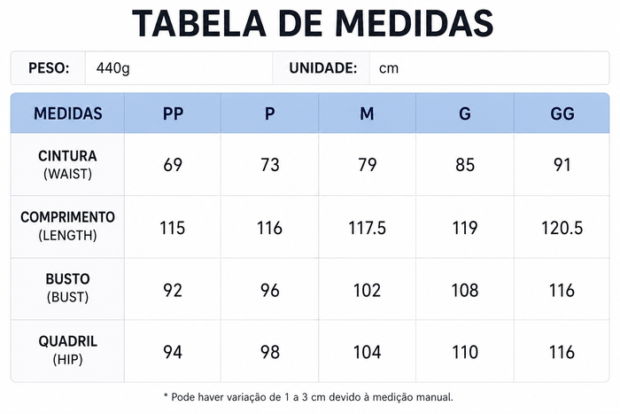 Guia de Tamanhos