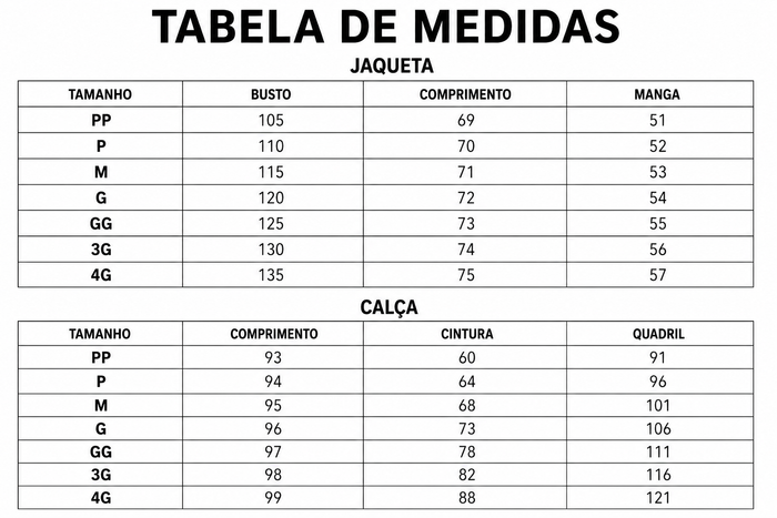 Guia de Tamanhos