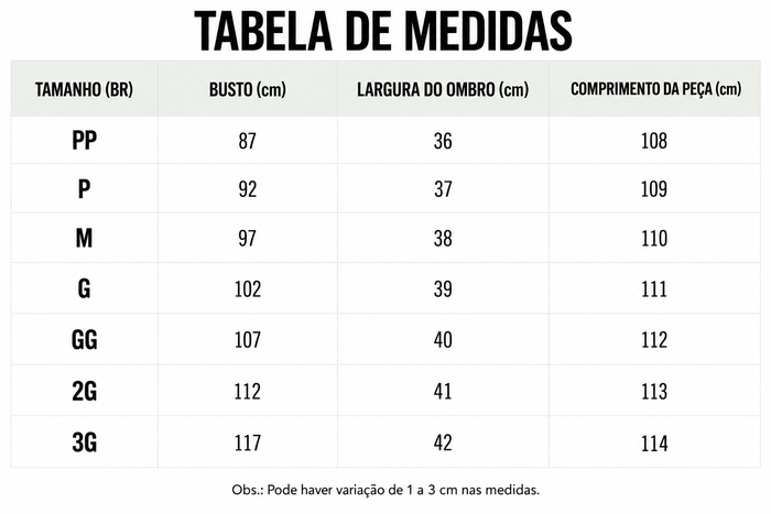 Guia de Tamanhos
