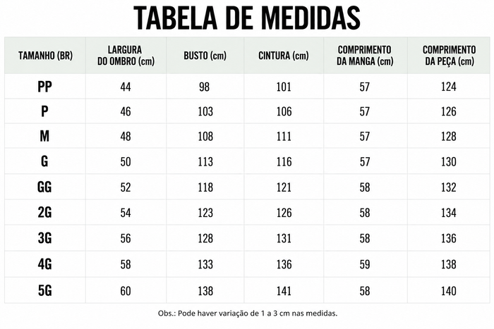 Guia de Tamanhos