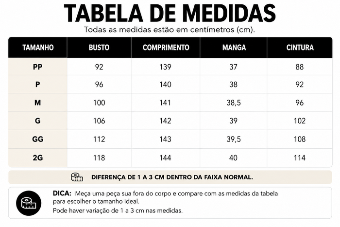 Guia de Tamanhos