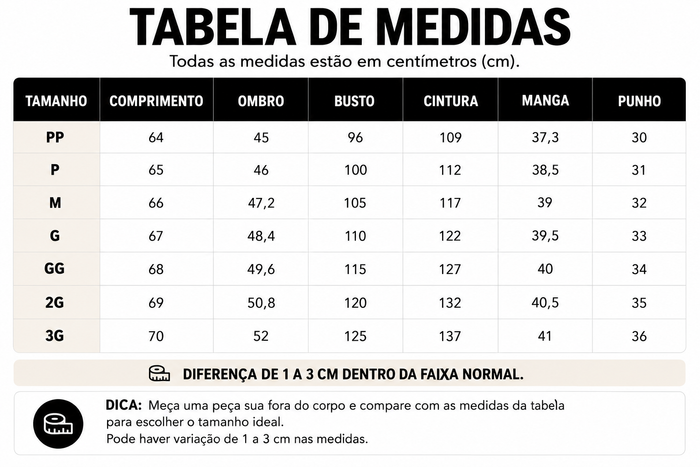 Guia de Tamanhos
