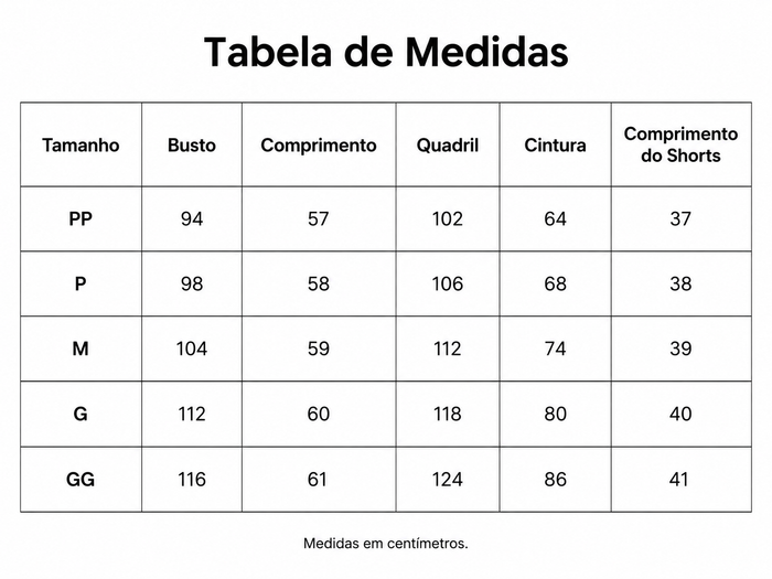 Guia de Tamanhos