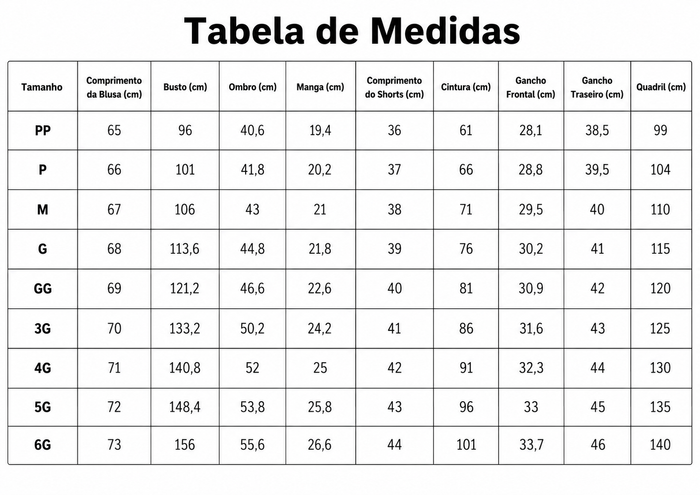 Guia de Tamanhos