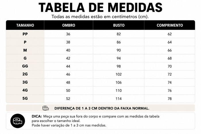 Guia de Tamanhos