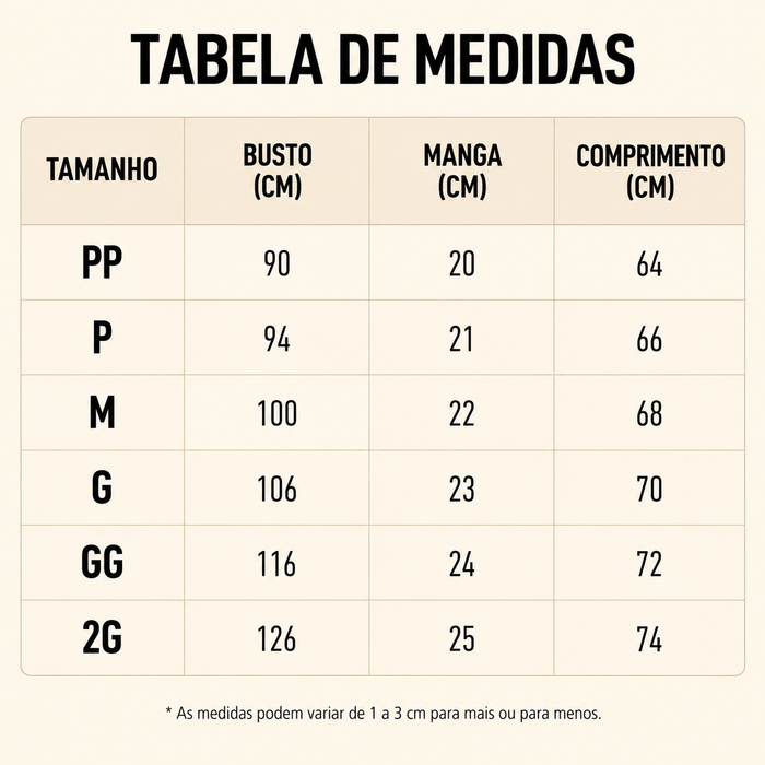 Guia de Tamanhos