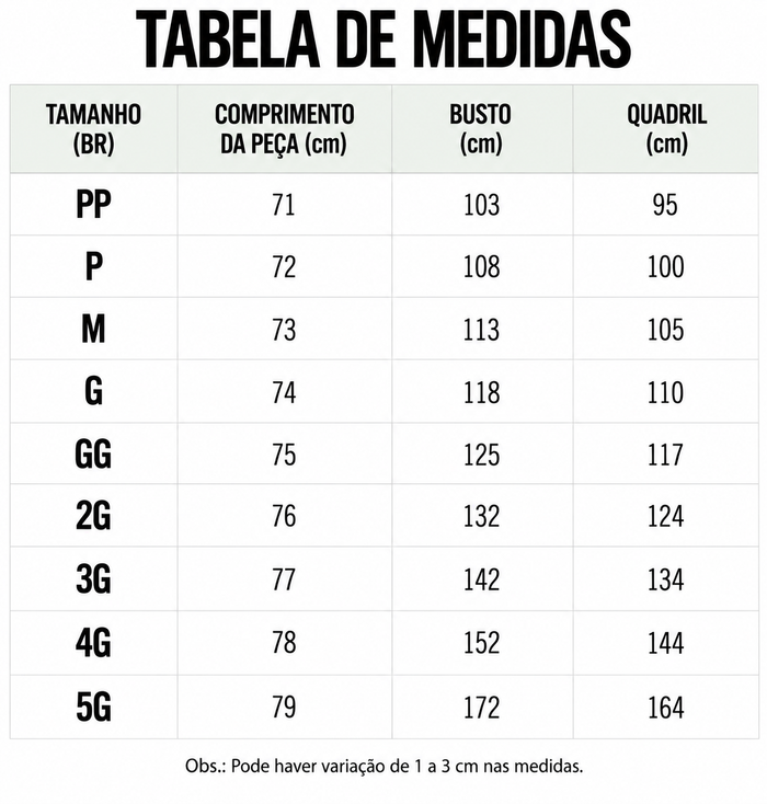 Guia de Tamanhos