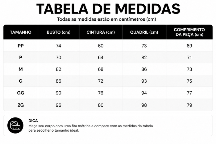 Guia de Tamanhos