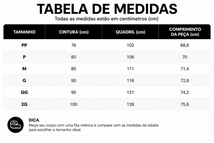 Guia de Tamanhos