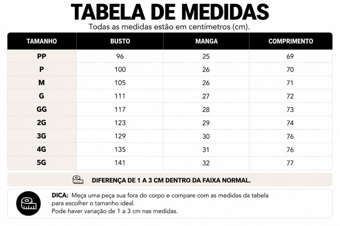 Guia de Tamanhos
