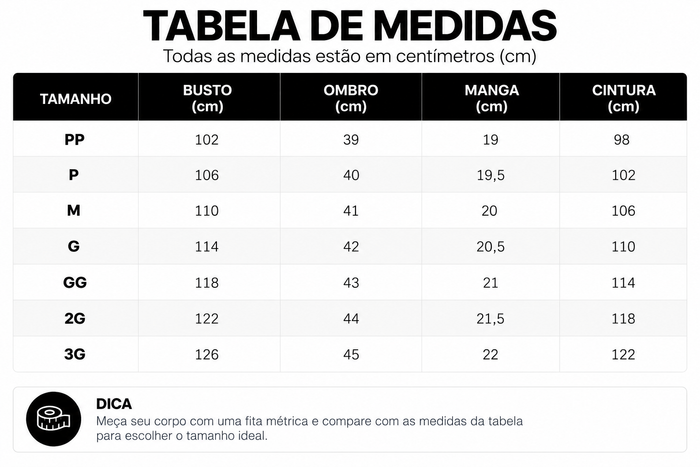 Guia de Tamanhos