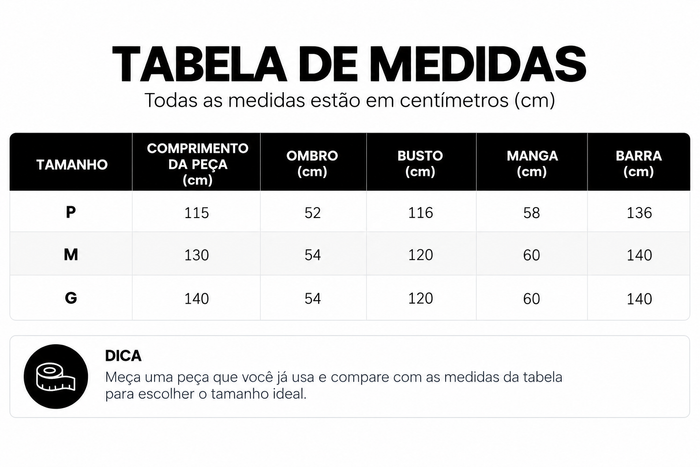 Guia de Tamanhos