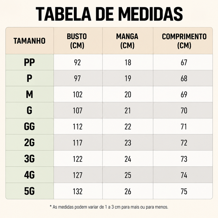 Guia de Tamanhos