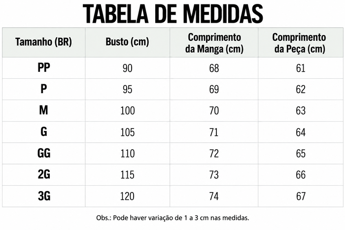 Guia de Tamanhos